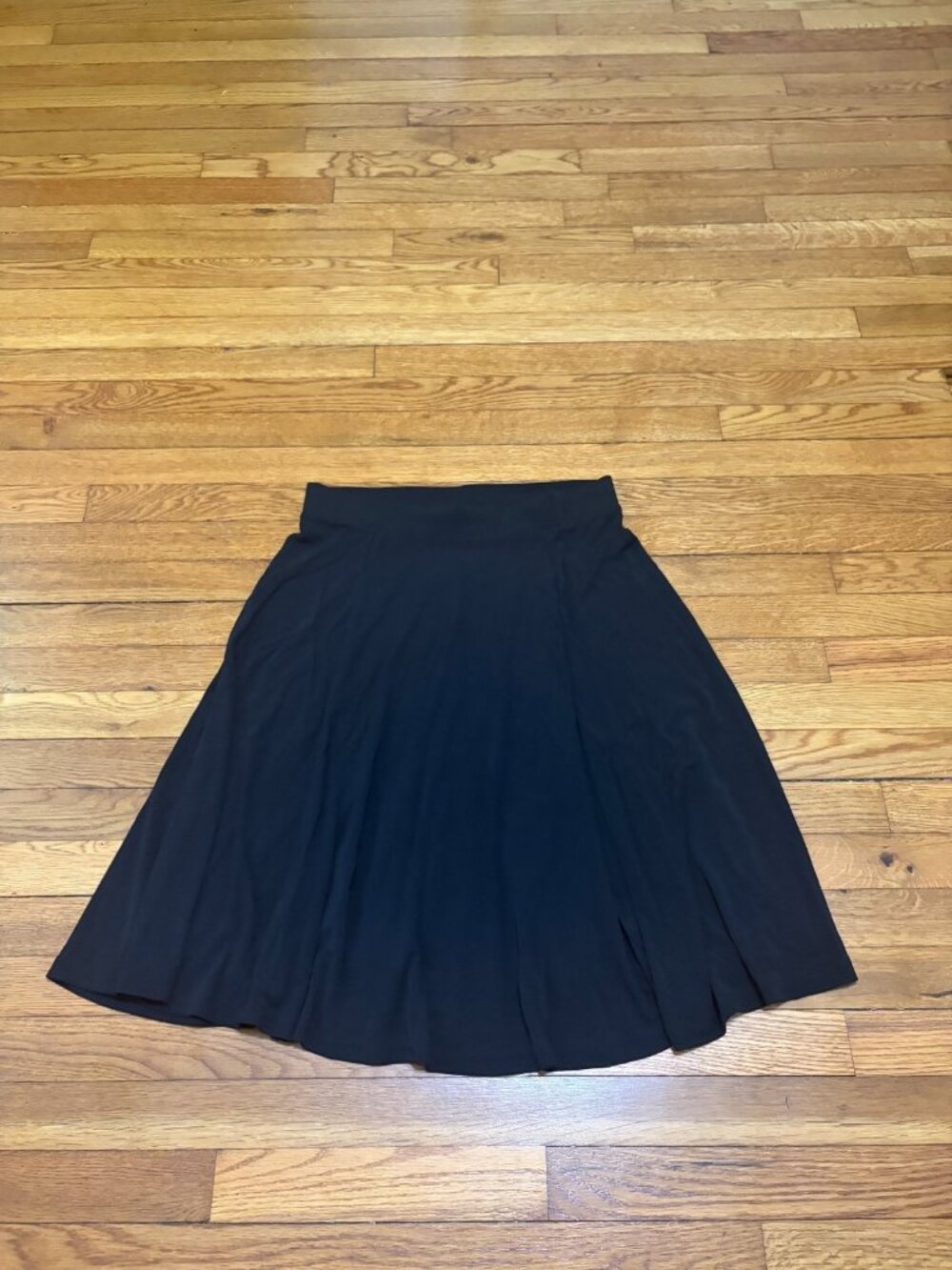 Lands' End Womens Skirt Size Medium Black 10-12 Viscose Elastic Waist Flowy